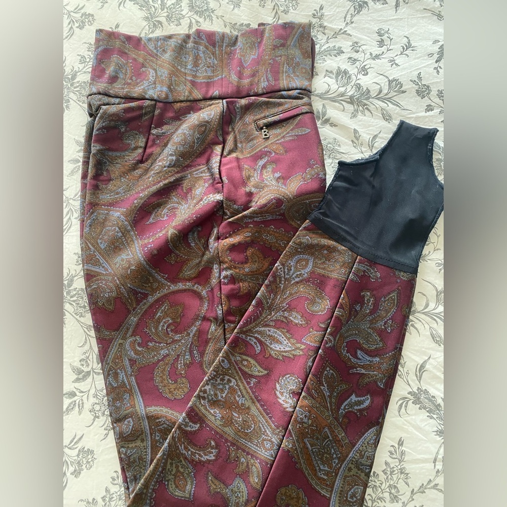 VTG 80s 90s Bogner Paisley Tapestry Stirrup Pants High Waist Corset Brocade 8R